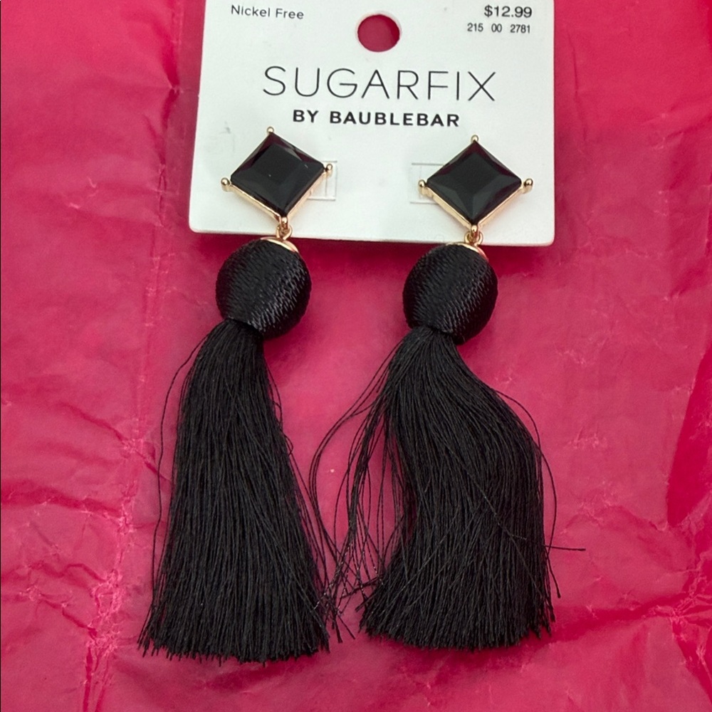 BaubleBar Black Tassel Earrings
